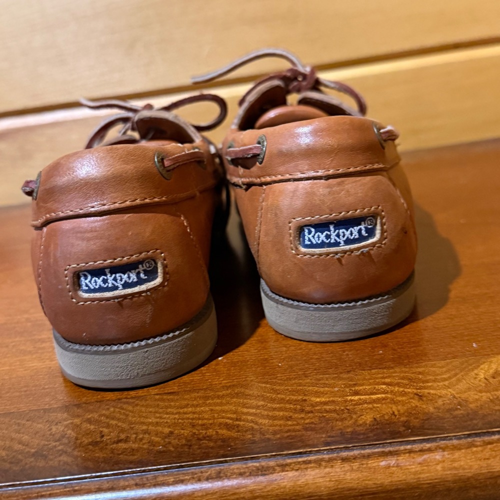 Rockport Womens Tan Leather Boat Shoes Classic Nautical Deck Loafers Brown 8.5 - Picture 4 of 9